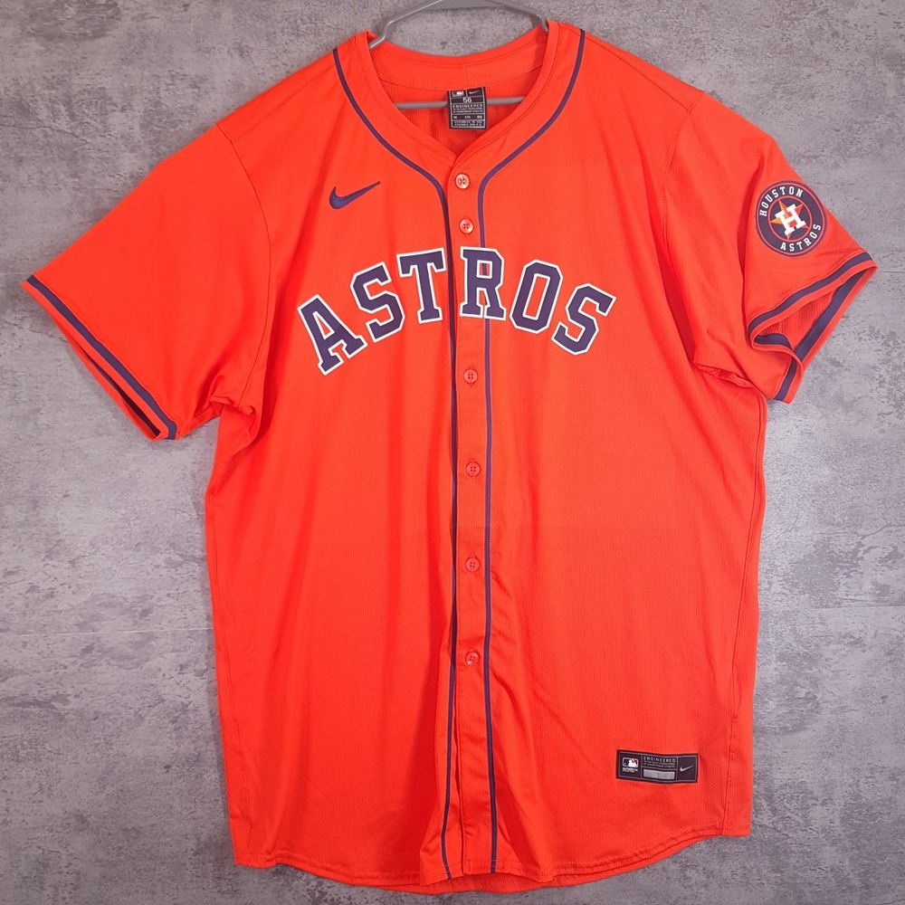 NIKE Authentic Houston Astros Vapor Elite Baseball Jersey Mens 56 3XL Orange